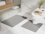 Gray Bathroom Floor Mat Set - U-Shaped Toilet Mat 50*50cm & Rectangular 50x80cm Mat for Bathroom V888-ELOSUNG11785