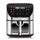 Smart Stainless Steel Air Fryer with Visible Glass Window, Touch and APP Control, Large Capacity for V1341-ZY-5QWVXJS3-SILVER