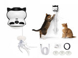 2-in-1 Automatic Cat Teaser Wand with Strong Suction Base, Interactive Feather & Plush Ball Toy for V1341-ZY-7EAEACP7-WHITE-S