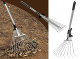 Adjustable Leaf Rake, 4-12 Inch Retractable Garden Rake with 21-28 Inch Handle, Lightweight Aluminum V1192-AZ-W-30022