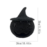 Handmade Crochet Witch Hat Pumpkin Figurine, Gothic Halloween Tabletop Decor, Soft Knit Texture, V1192-AZ-W-24665