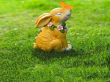 Solar Garden Rabbits with Butterflies Solar Charging Hand Painted Synthetic Resin Solar V1294-YM0717-3111220225611