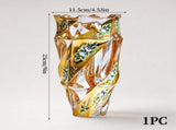 Gold Glass Vase, 9" Tall Crystal Flower Vase, Boho & European Style Vintage Glass Vase for Wedding V1370-AZ4-15530
