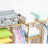 150cm Width Bamboo Clothes Rack Garment Closet Storage Organizer Hanging Rail Shelf Fabric Dustproof V255-B-TYPEA-150CM