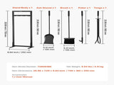 Fireplace Tool Set, 5 PCS Fire Tool Set and Holder with Square-Frame Stand, Tongs, Ash Shovel, V952-BLGJTJ5JTFKGGFSK1001V0