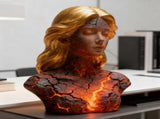 Blazing Maiden Figurine LED Lamp Artistic Resin Sculpture with Crackled Light Effect, Elegant V1107-CS-CYSVBJH