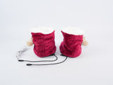 Cozy Wine-Red USB Heated Foot Warmer Boots with Plush Fleece Lining, Adjustable Temperature & Timer, V1341-ZY-4DFHTLRV-RED