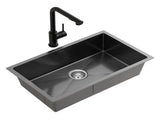 Cefito Stainless Steel Sink 60x45CM With Pull Out Mixer Tap Kitchen Basin Single Bowl Black SINK-BLACK-6045-48