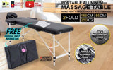 Aluminium Portable Beauty Massage Table Bed 2 Fold 55cm Black V274-MT-ALU55-BK