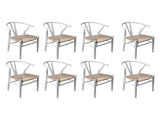 Levede 8x Dining Chairs Wooden Hans White CH1041-2-WHX4