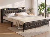 Artiss King Bed Frame with Storage Headboard SAA Certified Charging Station BFRAME-J-MARK-K-BK-AB