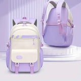 Lightweight Youthful Spine-Protecting Backpack Oxford Fabric Water-Resistant Large Capacity, V1232-SJB-SB-001