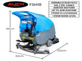 Auch FSH18 Floor Scrubber & Dryer, 490mm, Battery Powered, Walk Behind, Multi-purpose Commercial V219-SCBHNDACP18A