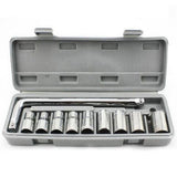 10Pcs Impact Socket Set Wrench 8-21mm Combination Sockets Silver Gray V1192-AZ-W-30964