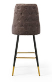 Modern Bar Chair Leather Stool Counter Brown Mid-Century Wood x 2 V541-LKS-015-BROWNPU
