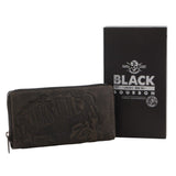 Jack's Inn Liquor Ladies Crazy Horse Leather Wallet Black Bourbon Womens Gift Set V563-JACK-20-BRN