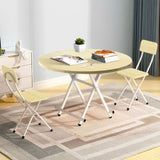 SOGA Maple Grain Dining Table Portable Round Surface Space Saving Folding Desk Home Decor TABLERD721