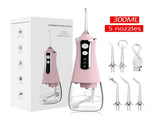 Pink 300ML Cordless Water Flosser with 5 Nozzles - Rechargeable Portable Oral Irrigator V888-ELOSUNG16044