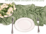 10 Pack Sage Green Cheesecloth Table Runner 10FT Boho Gauze Fabric Table Runner Vintage Rustic Sheer V1258-DP02-C-350