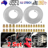 2 Packs 3/16 inch Brake Line Kit 25Ft Tube Rolls Zinc Steel with 32 Fittings NEW V201-W13220693