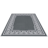 Gardeon Outdoor Rugs 152x244cm Large Carpet Reversible Area Mat PP Dual-Sided Patio Rug Greek Key OR-5X8FT-FRAME-GY