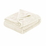 Soft Diamond Fleece Extra Large Throw / Single Sized Blanket Ivory V442-ABR-THROW-3036DIAMONDFLEECE200-IVORY-RE