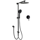 Dual Black Round Shower 10" Rain Head 3 Mode Handheld Sliding Rail Diverter Mixer Set V1233-HR003M4CBSC842BKSR110BKRD201B