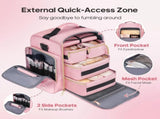 1pc Complete Travel Makeup Bag Set, Pink, Large Capacity Cosmetic Organizer with Detachable Pouch, V1232-HZSNB001