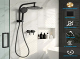 Cefito 9'' Rain Shower Head Set Handheld Round High Pressure Twins Tap Chrome SHOWER-A1-RO-9-BK-TAP-RO