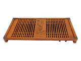Kungfu Tea Tray Chinese Gongfu Tea Tray Drainage Water Storage Wood Tea Table with Drain Pipe Yellow V1294-YM0703-3118230040211