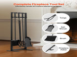 Fireplace Tool Set, 5 PCS Fire Tool Set and Holder with Square-Frame Stand, Tongs, Ash Shovel, V952-BLGJTJ5JTFKGGFSK1001V0