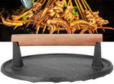 Squid Press Metal Round Patty Maker Meat Press Flattener Plate Barbecue Tool with Wood Handle for V1294-YM0626-3118230008711