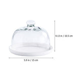 White Ceramic Cake Plate with Glass Cover for Decoration and Fruit Display Stand 7 Inch V1366-AZ2-W-13203