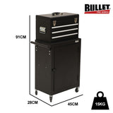 Bullet Pro 3 Drawer Tool Box Cabinet Trolley Storage, with 1-Door Toolbox Garage Organiser Set, V219-TOLCHTBU3CKA