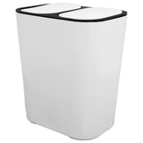 White Dual Compartment Trash Can for Home Use with Wide Lid Opening V1366-AZ2-W-12163