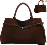 Suede Tote Bag Women Retro Dark Brown Faux Leather Tote Bag Slouchy Suede Bag with Handle Large V1259-DP01-A-2670