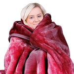 Laura Hill 600GSM Faux Mink Blanket Double-Sided Queen Size - Wine Red MINK-WRD