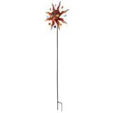 Sun Windmill Iron Weather Resistant Decorative Flower Wind Spinner with Ground Stake for Patio Yard V1294-YM0523-3115220010211