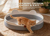 Handwoven Cotton Rope Cat Bed with Adorable Cat-Ear Design, Breathable Oval Nest with Front Opening V1341-ZY-XQJER22K-F1