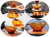 1Set Coffee Funnel with Wood and Glass for Household Pour-Over Brewing V1369-AZ3-W-09054