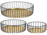 3PCS Metal Fruit Basket Set for Kitchen Counter, Decorative Wire Baskets with Detachable Tray, V1192-AZ-W-18324