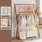100x155cm Dark Wood Clothes Rail Garment Rack with Freestanding Storage Shelf V63-840741