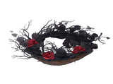 Halloween Wreath Dead Black ABS Artificial Branches Design with Red Flower Door Wreath Garland for V1294-YM0717-3115220080811