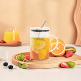 Clear Large Glass Tumbler Mug With Handle Lid And Glass Straw Reusable Drinking Cup For Iced Coffee V1369-AZ3-W-14898