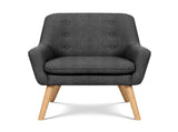 Artiss 2X Armchair Lounge Chair Accent Tub Chair Charcoal ANNE UPHO-B-ARM04-CHAX2