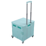 Collapsible Utility Rolling Crate Swivel Casters PP Strong with Telescopic Handle Lid Storage V1294-YM0901-3117230195713