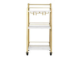 Artiss Bar Cart Trolley Kitchen Island Serving Wine Glass Holder Marble 41cm FUR-Z-BC-PB01-GD