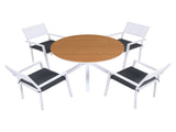Gardeon Outdoor Dining Set 5 Piece Aluminum WPC Tabletop Patio Furniture FF-DINING-ALU-5SET-WH