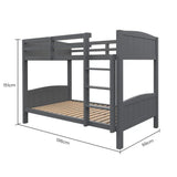 KINGSTON SLUMBER Single Bunk Bed Frame, Solid Pine 2-in-1 Modular Design Convert to 2 Single Beds, V219-BEDSBBKS03GA