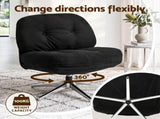 Artiss Swivel Chair Nursing Armchair Lounge Corduroy Steel Star Base Black UPHO-H-ARM05-SWL-BK